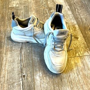 P448 Italian made white leather platform sneakers dad tennis shoes 39 (9)